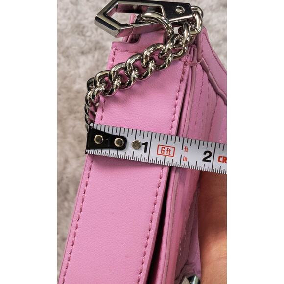 Rebecca Minkoff Chevron Quilt Mini Crossbody Bag Pink Leather Silver Hardware - Picture 8 of 14